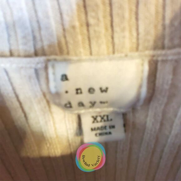 A New Day Cream Ribbed Knit Sweater Dress Mock Neck Midi Bodycon XXL - Picture 7 of 14